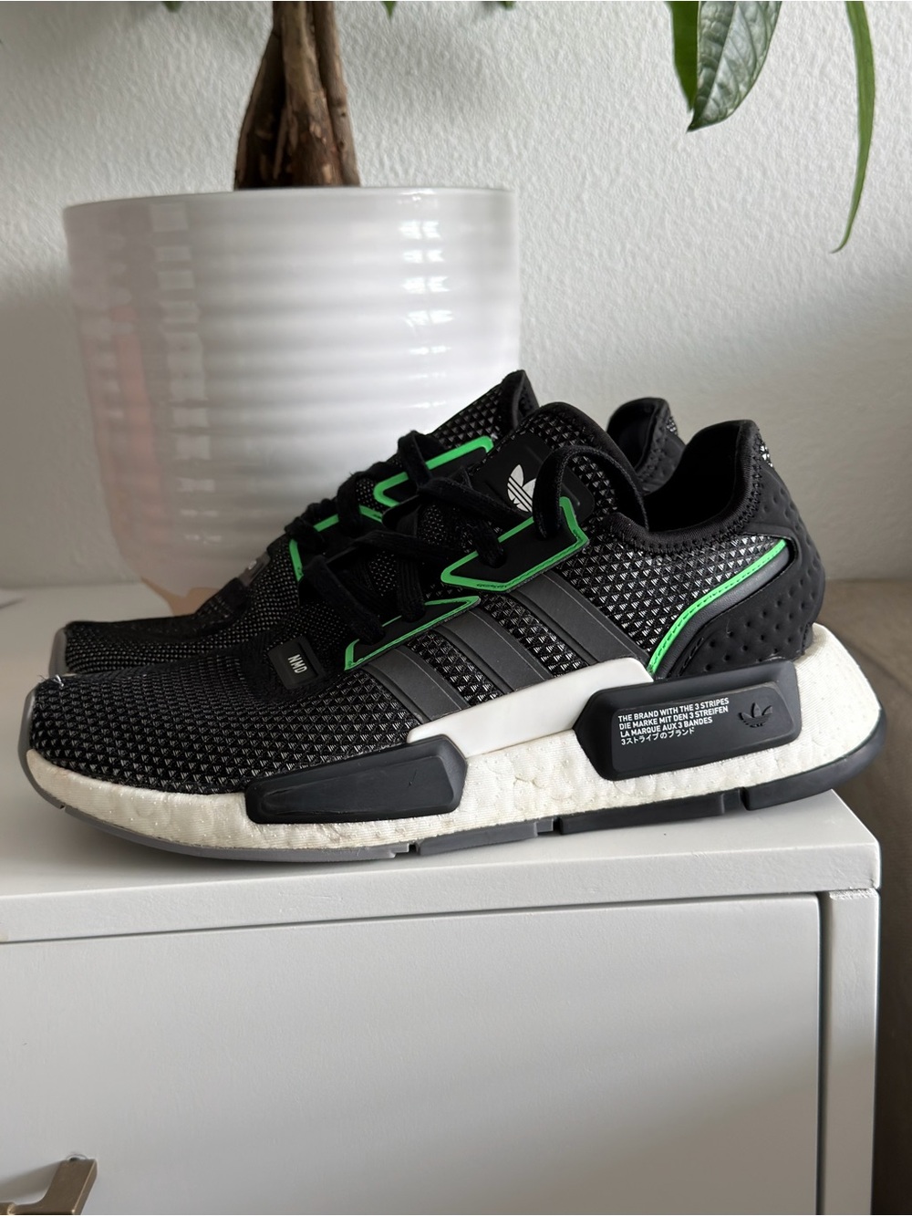 adidas Black Sneakers with Green Trim